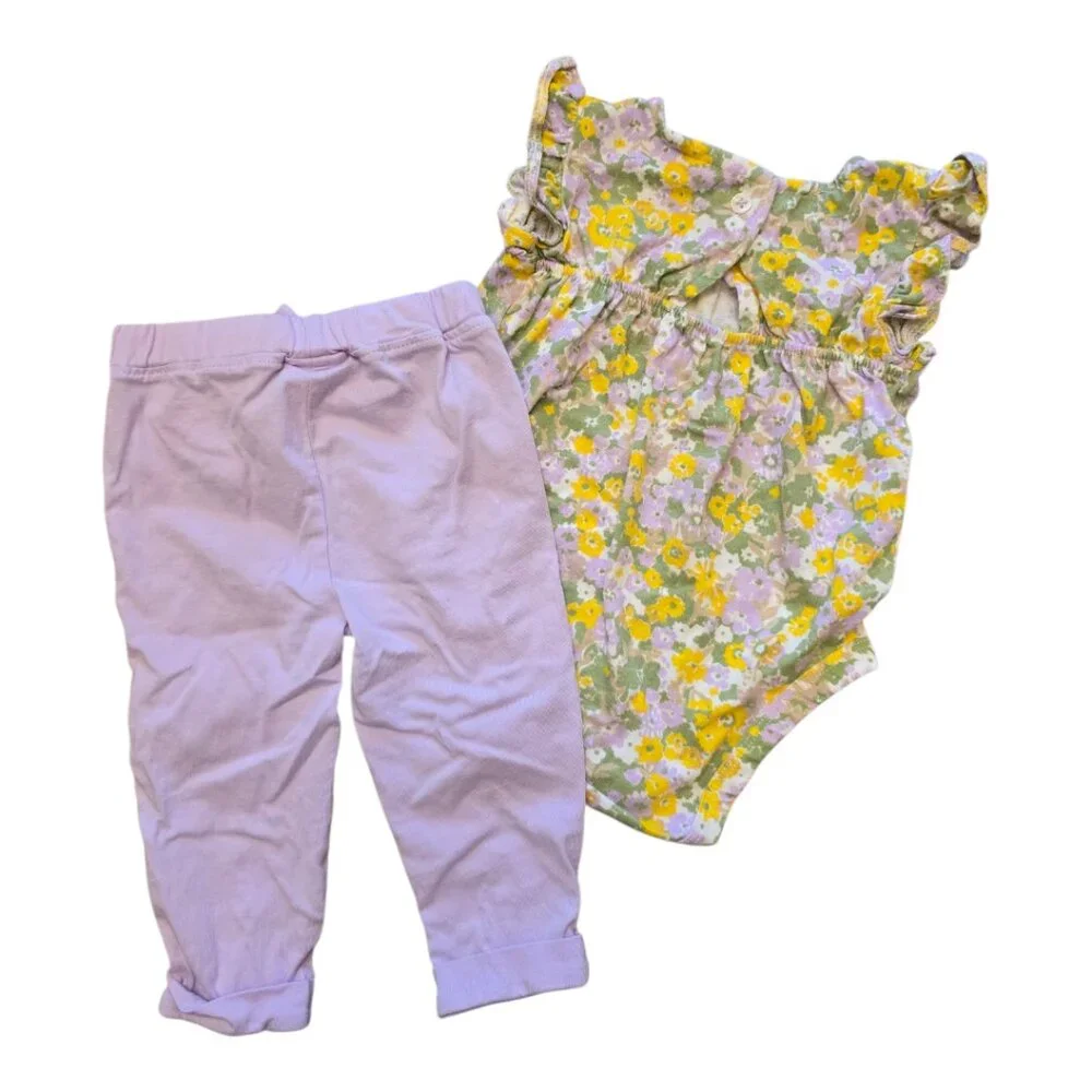 CARTER'S Lavendar and Floral 2 Piece Outfit sz 6m